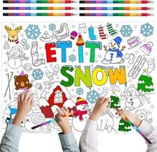 Giant Winter Coloring Poster With 6 Stacking 1 Count (Pack of 1), 