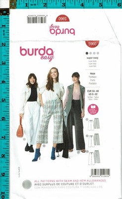 Misses' Pants Burda Easy Sewing Craft Pattern 5960 8-22 NEW! FREE SHIPPING!
