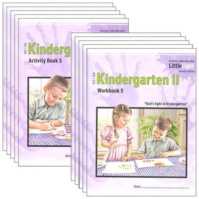 Kindergarten 2 Workbooks & Activity Set Christian Light Education Sunrise CLE