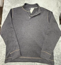 Original Weatherproof Vintage Men's Lrg Sweater 1/4 Button Heathered Gray