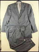 Hart Schaffner Marx HsM 44L Made in USA Gray Estate Stripe Two-Piece Suit Lux