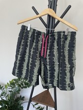 Wesc Swim Shorts Black Green Pink Geometric Lined Men  s2X Stockholm Sweden Board