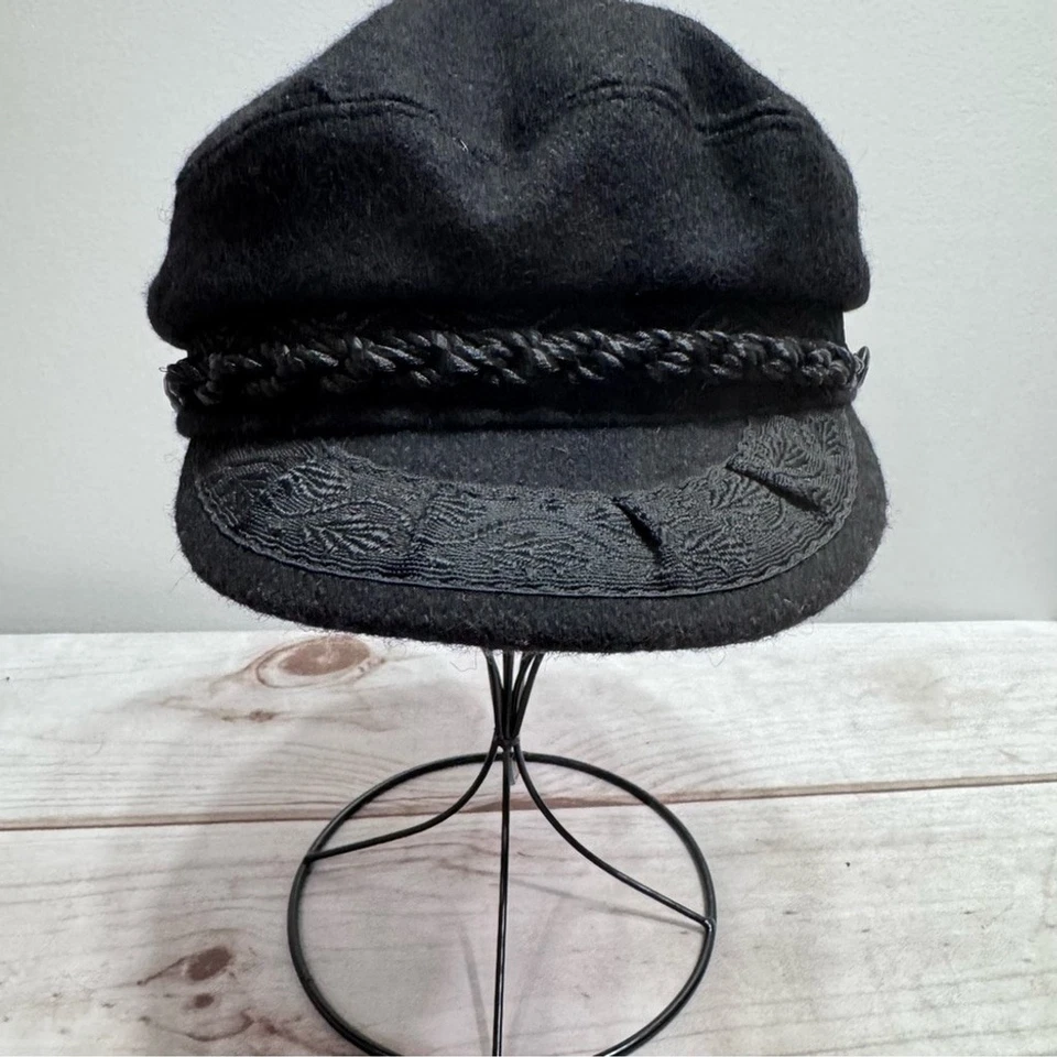 Gorra de Pescador Griega Mezcla Lana Negra Auténtica Hecha en Grecia Vintage Costera Foto 3 de 4