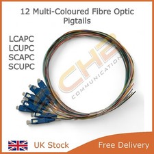 12 x Fibre Optic Multi-Coloured Pigtail Single Mode 2 Meter SC LC UPC APC SM 2M