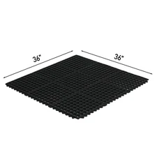 1Pcs Black Rubber Floor Mat, 90x90x1cm, Anti-Fatigue Kitchen Mat Non-Slip Safety