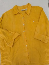 Chico's Women's Yellow 100 Linen Lightweight Shirt Jacket Shacket Sz 2/L 12