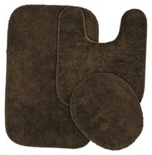 Chocolate Nylon Garland Rug - 3 Piece Set - Lid, Contour, Washable