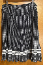 Jones New York Silk Pleated Midi Skirt Black And White Side Zipper Lined Sz 14 W