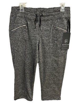 Active Life Yoga Pants Womens Medium Zipper Pockets Heather Charcoal