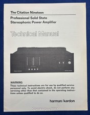 Original Harman Kardon Citation 19 Nineteen Amp Technical - Service Manual