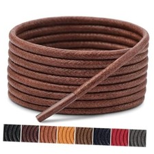 3 Pairs Dress Shoe Laces  3/32" Thin Round Waxed 31.5" 80cm Brown 3