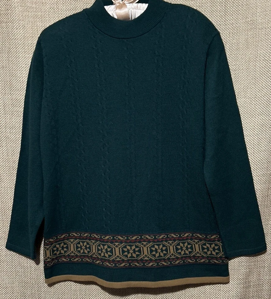 Suéter Lana Lee L/XL Pullover Tejido Verde Oscuro Vintage Hecho en Canadá Para Mujer’s Foto 2 de 4