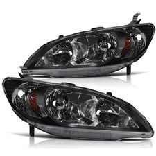 2 Pcs Black Headlights Assembly Kit For 2004-2005 Honda Civic 1.7l 33101s5aa51