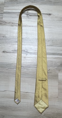 Vtg Turnbull & Asser Neck Repp Tie Gold Herringbone Stripe Silk Made In England - Picture 7 of 14