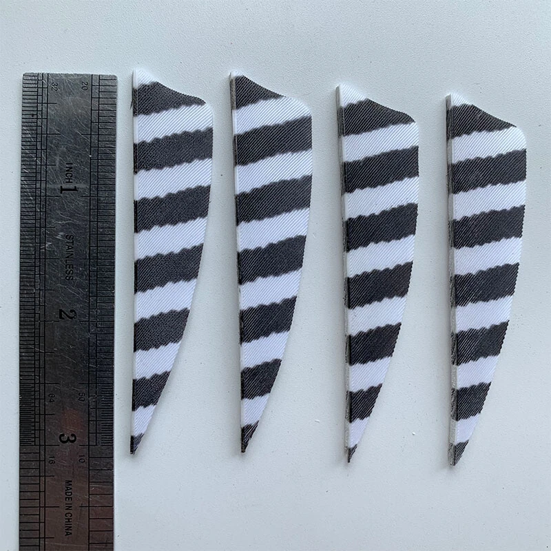 50PCS 3inch Striped White Shield Fletches Arrow Feathers RW LW - Image 2 of 4