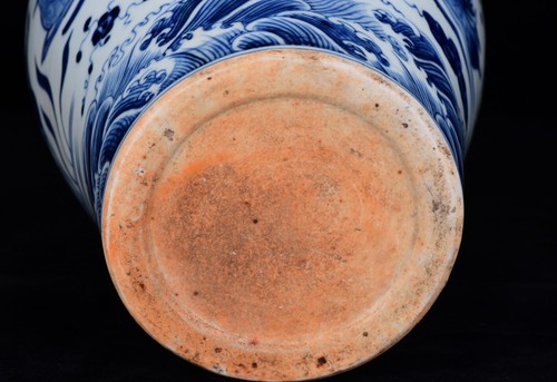 Collectable Hand Painting Blue&white Porcelain mandarin duck Mei Vase - Picture 9 of 9