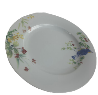 Paula Deen Spring Medley Pattern  Salad Lunch Plate Blue Bird Floral White 8''