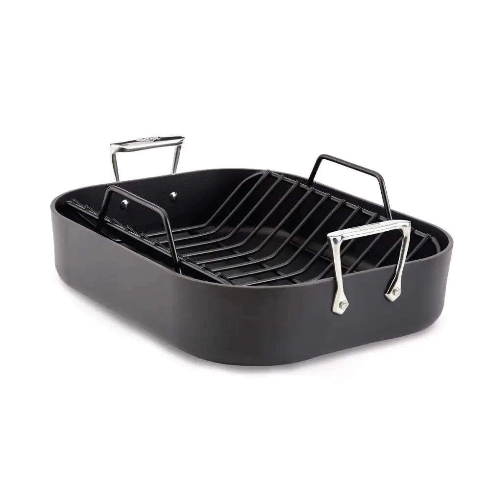 All-clad HA1 Hard Anodized Nonstick Roaster w/Rack,13" x 16" & Pot Holders
Opens in a new window or 