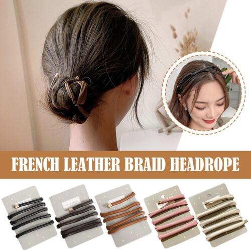 Women PU Leather Hair Ties Ponytail Holder Leather Hair Ropes Wire Headband .New