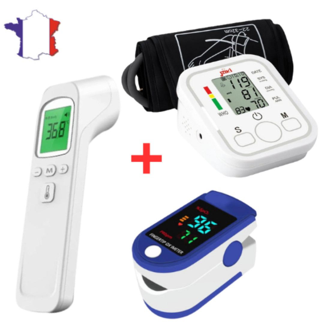 Tensiomètre bras oxymètre de pouls thermomètre suivi tension pouls