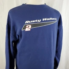 Rusty Wallace #2 NASCAR Sweatshirt XL Crew Neck Blue Chase Authentics, Racing