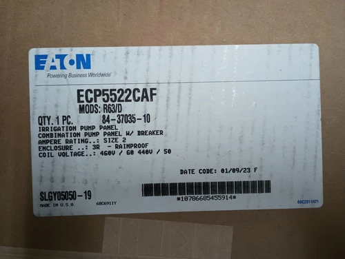 Eaton ECP5522CAF-R63/D Size 2 Irrigation Pump Panel 460V Coil