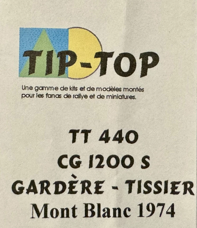 SIMCA CG 1200 S GARDÈRE-TISSIER RALLY BLANC 1974 1:43 TIP-TOP TT 440 Kit 1:43 - Immagine 2 di 4