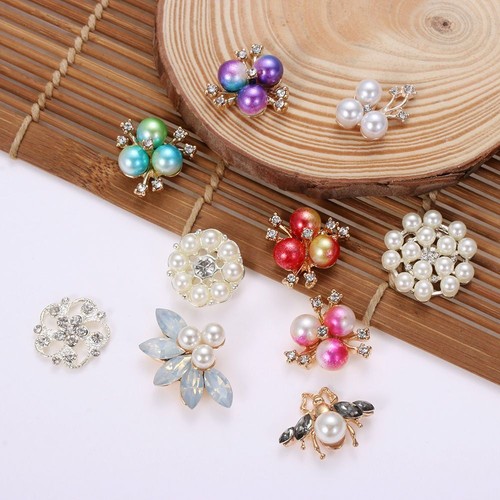 Flower Scrapbooking Bow Accessories sewing button pearls Bee Rhinestone - Picture 7 of 21
