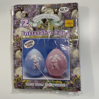 VINTAGE 1996 Hermitage Pottery Inflatable Easter Eggs New