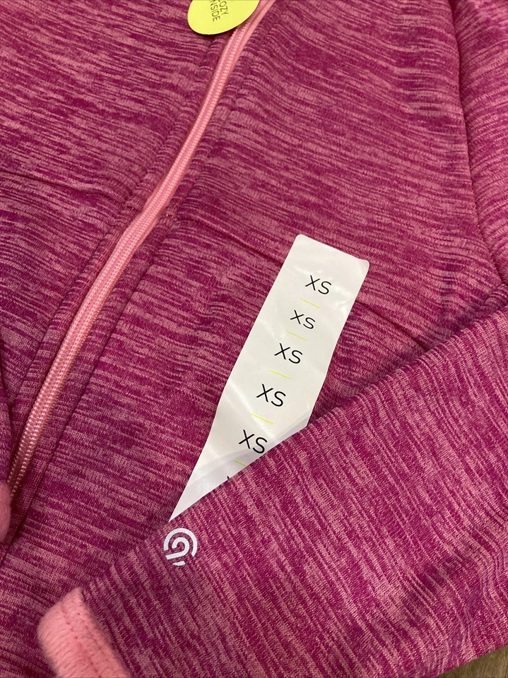 Girls C9 Champion Tech Fleece Full Zip Hoodie Pink Size XS 4/5 - Image 2 of 4