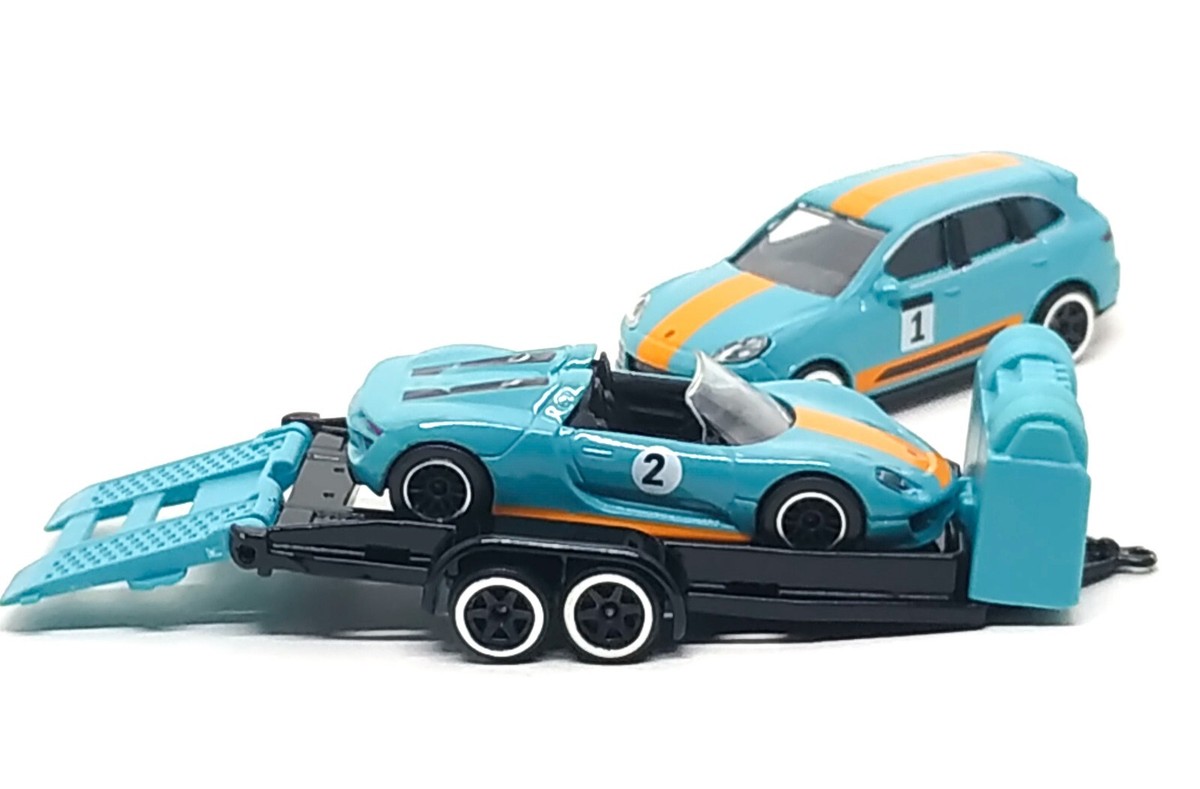 Majorette Porsche Trailer Set Cayenne Turbo no.1 +918 Spyder