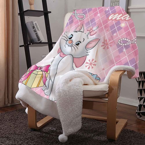 Great Proud White Cat Is Smiling 3D Warm Plush Fleece Blanket Picnic Sofa Couch - Foto 3 di 6