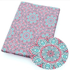 Boho Flower FAUX LEATHER SHEET 8 X 12" 1249652 Geometric SMOOTH TEXTURE