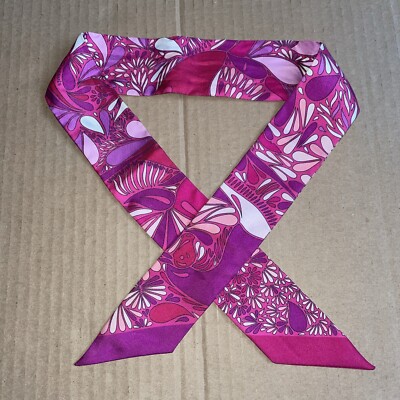Vintage Scarf Pink Hermes Scarf HERMES TWILLY Silk SCARF