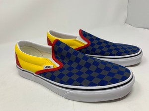 yellow and navy blue checkerboard vans