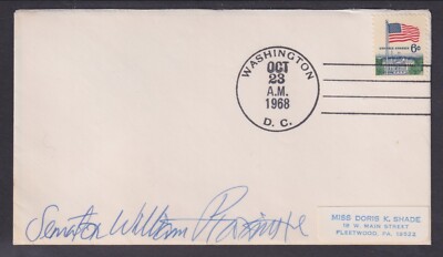 William Proxmire (1915-2005), US Senator from Wisconsin, signed 1968 Cover