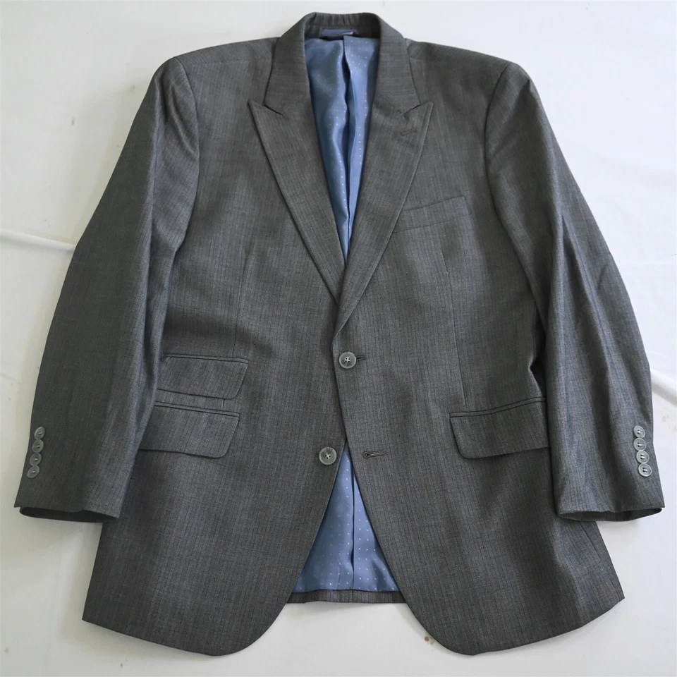 Beverly Hills Polo Club 42S 32x28 Gris Rayas Hombres Chaqueta Pantalones Traje Foto 2 de 4