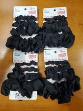 4 Pks of 4: Scunci Multi-Sizes Hair Scrunchies, Black Silk Feel 1374 R7P6b