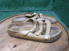 Sandalias Birkenstock para mujer Florida suaves de cuero tostado FB deslizables talla 39 EE. UU. 8 Reg.