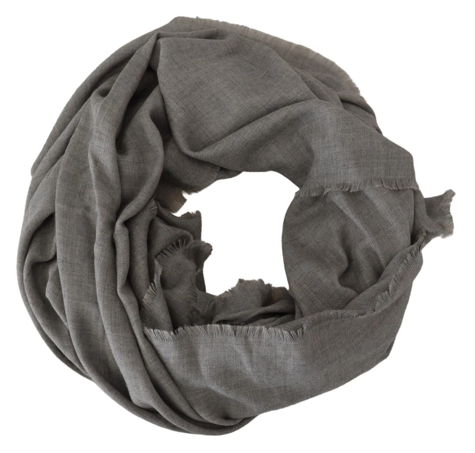 AGNONA Bufanda Gris Sólido Cachemira Calentador Mujer Flecos Chal 180cmx130cm $1280 Foto 4 de 4