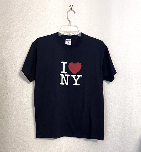 Jerzees I Love NY T-Shirt Tee Unisex Youth Teens XL Black Short Sleeve Red Heart