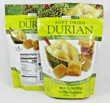 2 Bags Tropical Fields Soft Dried Durian Exotic Tropical Fruit 12.35 Oz New