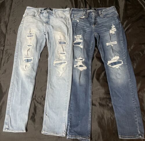 Hollister Athletic Skinny Stretch Mens Jeans Size 31x32 Distressed Denim 2 Pair