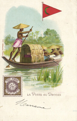 PC POSTS OF THE WORLD, LA POSTE AU DECCAN, Vintage LITHO Postcard (b47863)