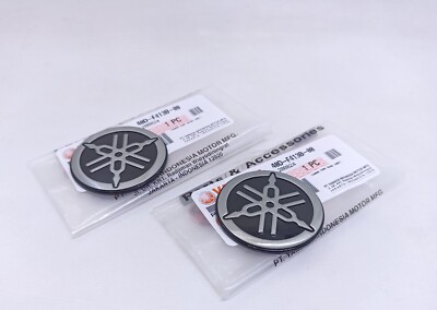TUNNING FORK EMBLEM BADGE LOGO PAIR NOS YAMAHA NMAX LEXI AEROX 40D-F413B-00