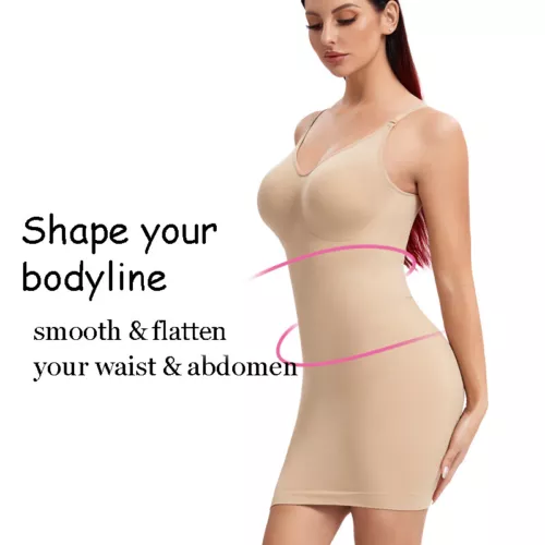Firm Full body Shaper V-Neck Tank Slip Dress Slimming Underwear Tummy Control - Picture 9 of 35