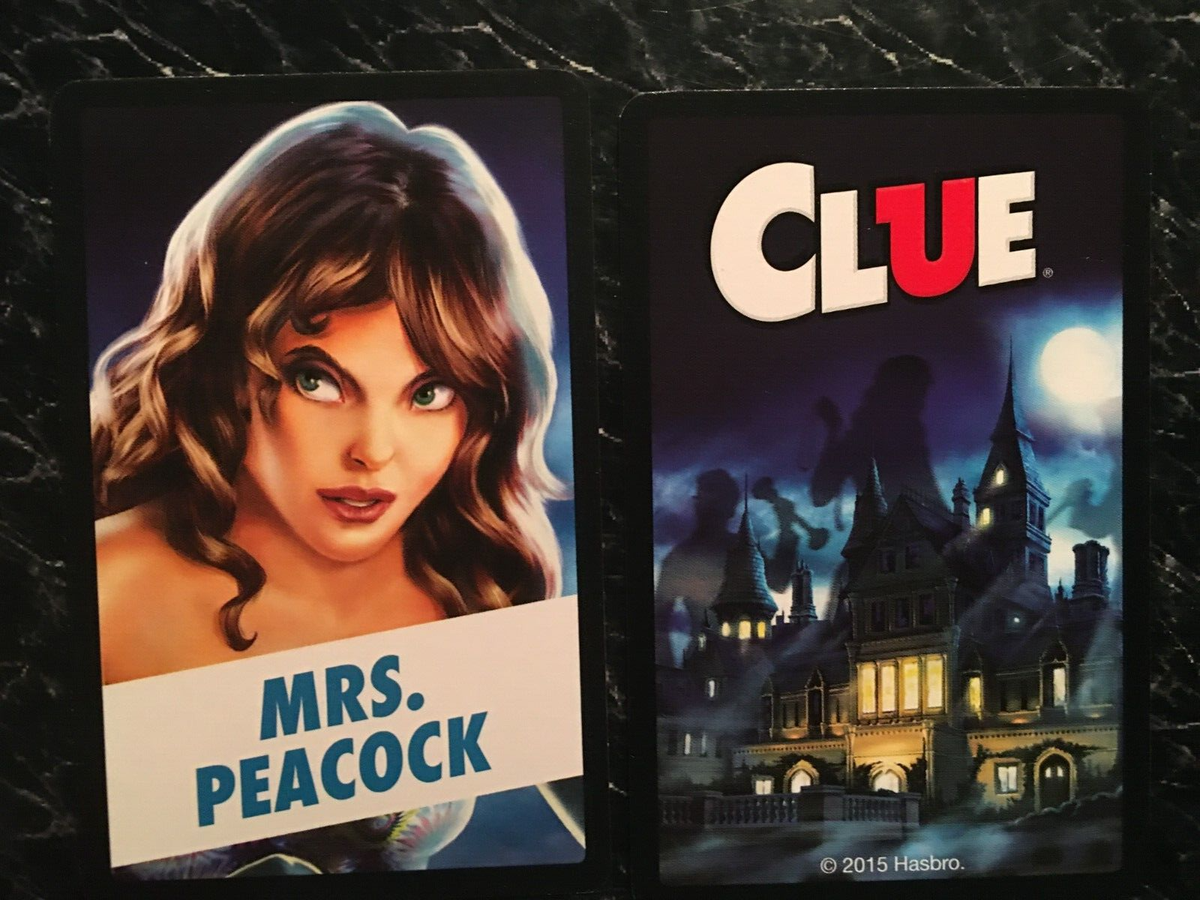 Clue 2015 MRS PEACOCK Suspect Card CLASSIC MYSTERY GAME by Hasbro