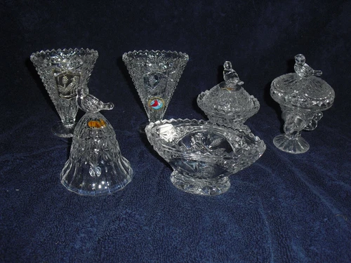 6 pc  The Byrdes Collection by HOFBAUER 24% lead crystal collector pieces NICE
