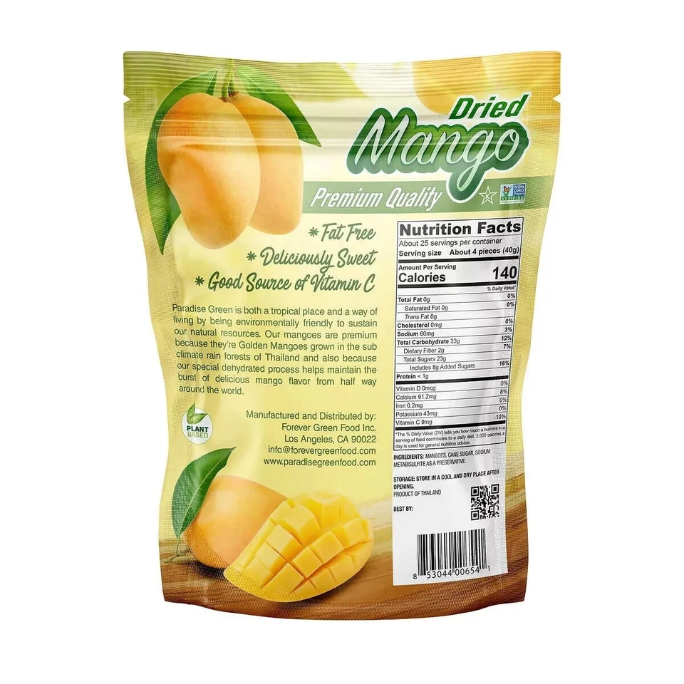 Paradise Green Dried Mango, 35.2 oz Non GMO Fat Free Good Source of Vitamin C - Image 2 of 3