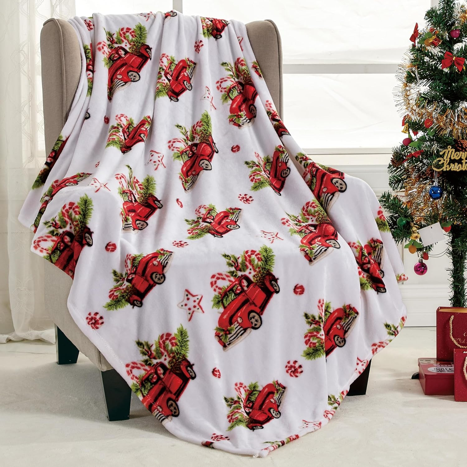 Lightweight Printed Throw Blanket- All Season, Ultra Soft, C